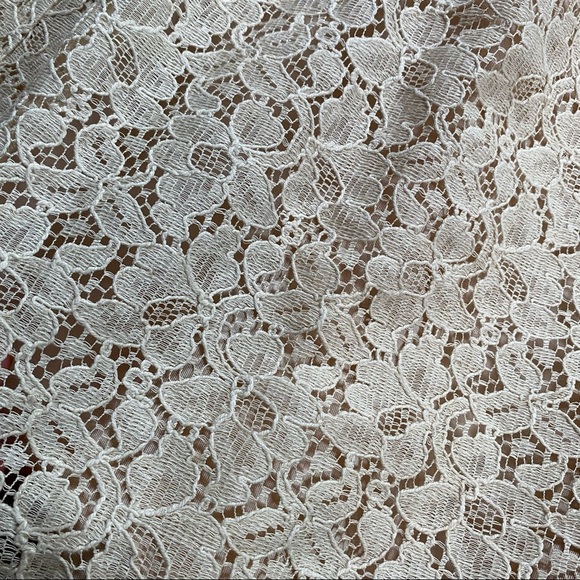 Vintage 1950s Jr. Theme Cream Lace with Floral Pattern Dress - Picture 2 of 13